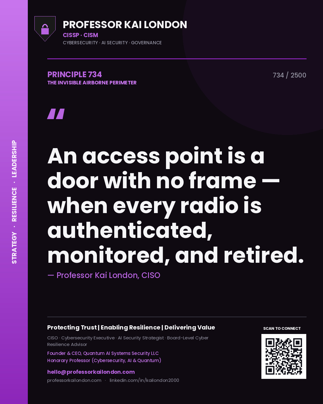 Professor Kai London principle 734: An access point is a door with no frame — when every radio is authenticated, monitored, and retired.