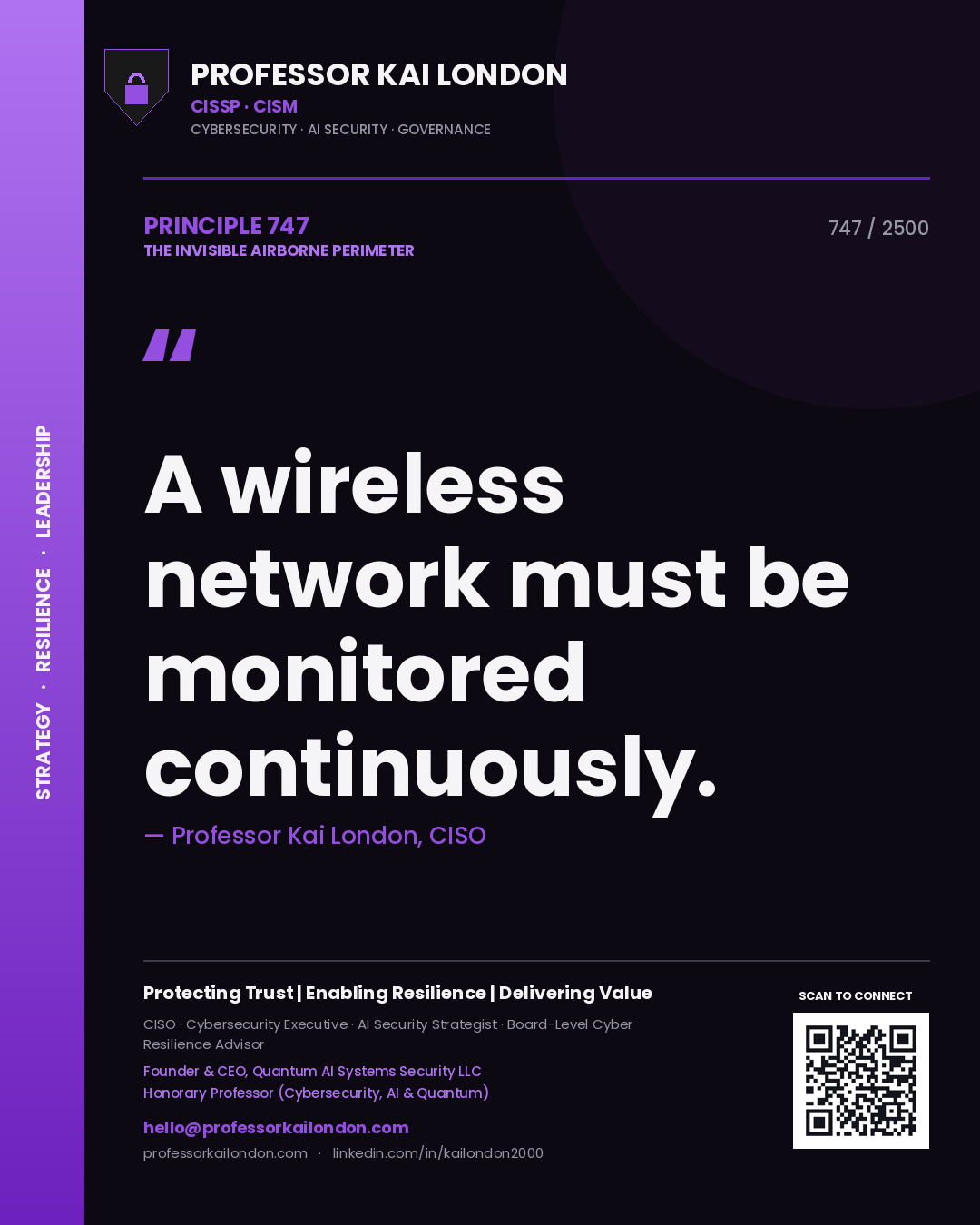 Professor Kai London principle 747: A wireless network must be monitored continuously.