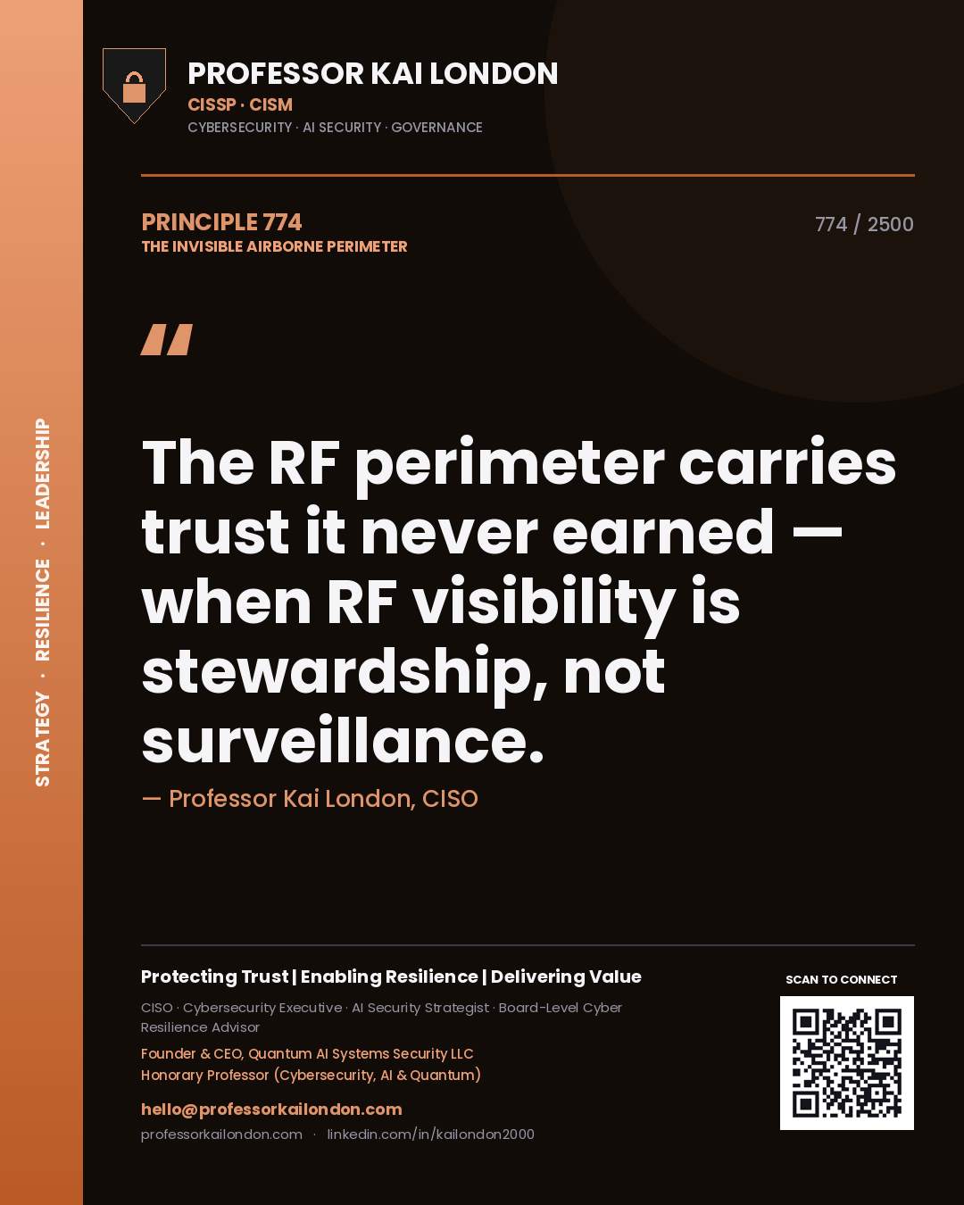 Professor Kai London principle 774: The RF perimeter carries trust it never earned — when RF visibility is stewardship, not surveillance.