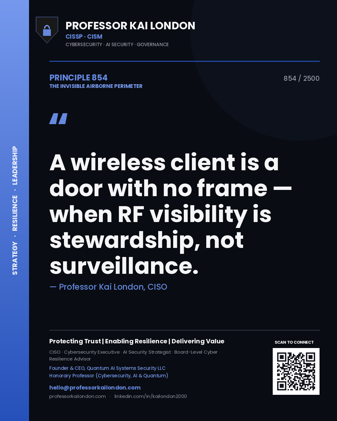 Professor Kai London principle 854: A wireless client is a door with no frame — when RF visibility is stewardship, not surveillance.
