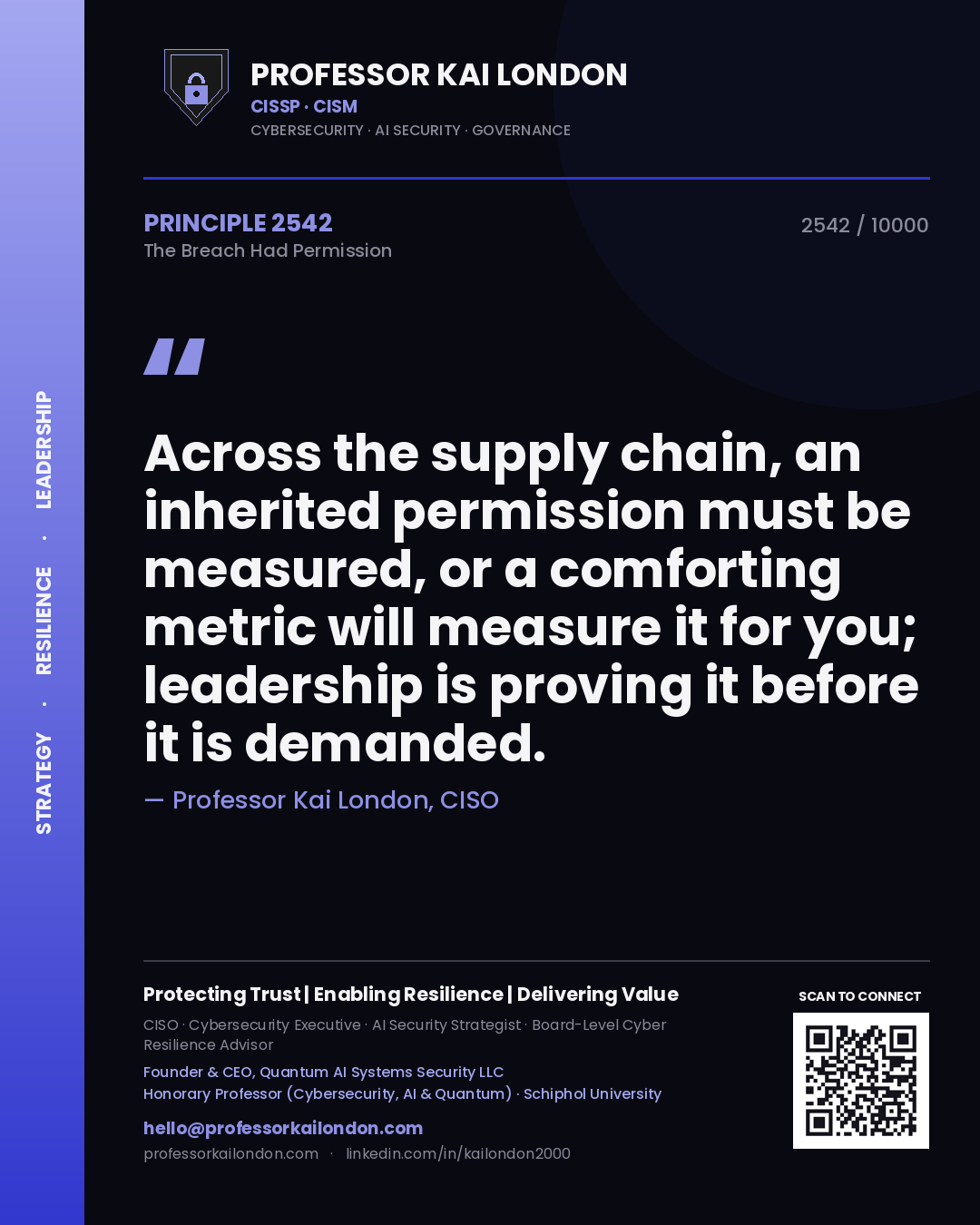 Professor Kai London principle 2542: Across the supply chain, an inherited permission must be measured, or a comforting metric will measure it for you; leadership is proving it before it is demanded.