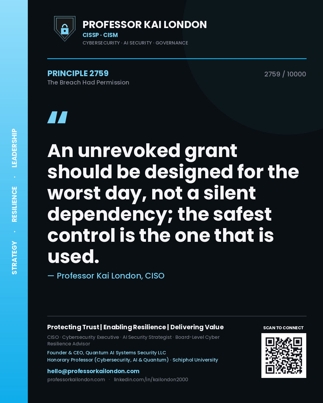 Professor Kai London principle 2759: An unrevoked grant should be designed for the worst day, not a silent dependency; the safest control is the one that is used.