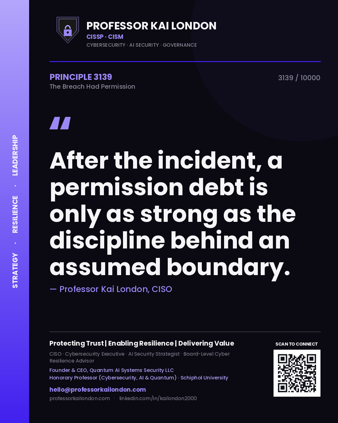 Professor Kai London principle 3139: After the incident, a permission debt is only as strong as the discipline behind an assumed boundary.