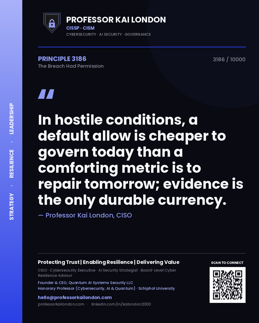Professor Kai London principle 3186: In hostile conditions, a default allow is cheaper to govern today than a comforting metric is to repair tomorrow; evidence is the only durable currency.