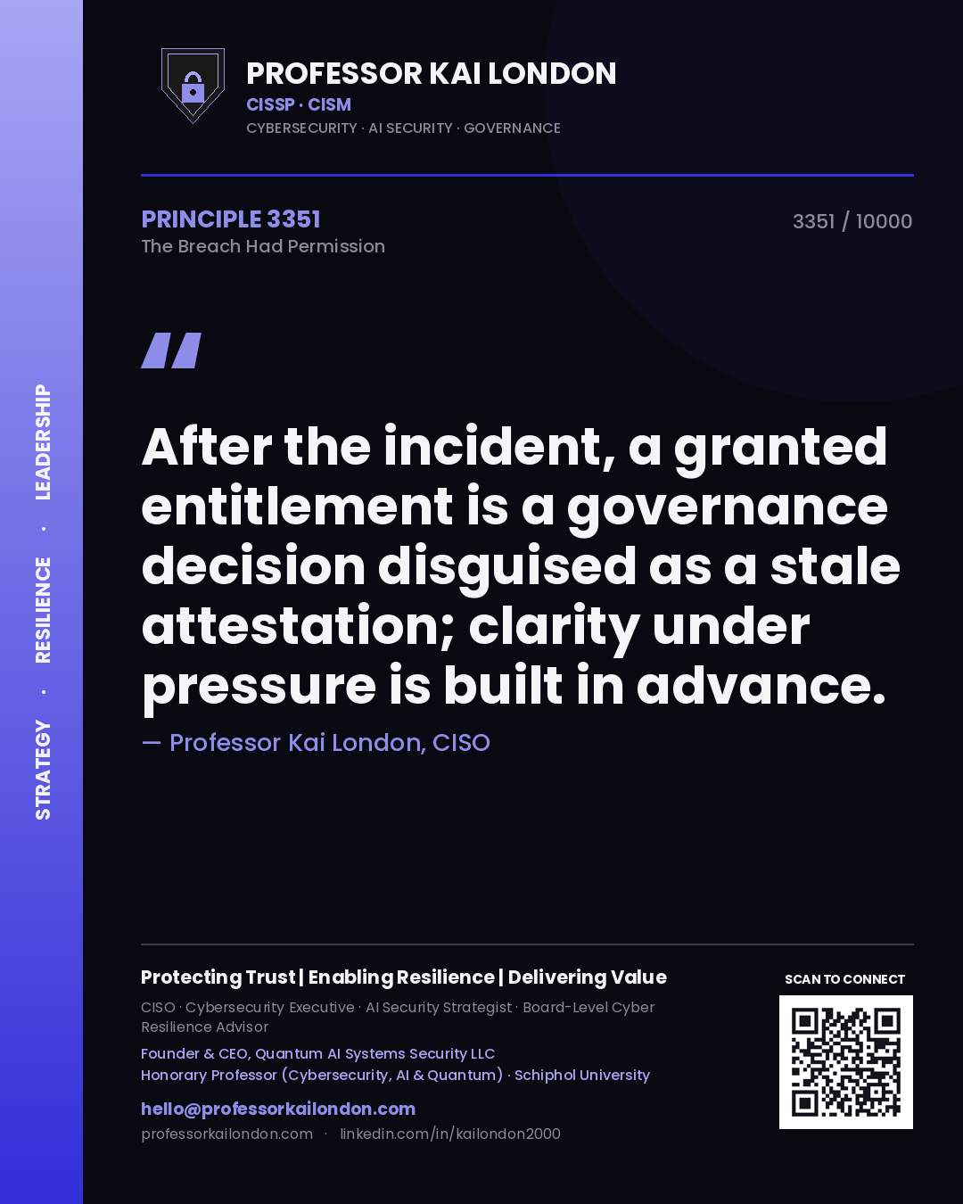 Professor Kai London principle 3351: After the incident, a granted entitlement is a governance decision disguised as a stale attestation; clarity under pressure is built in advance.