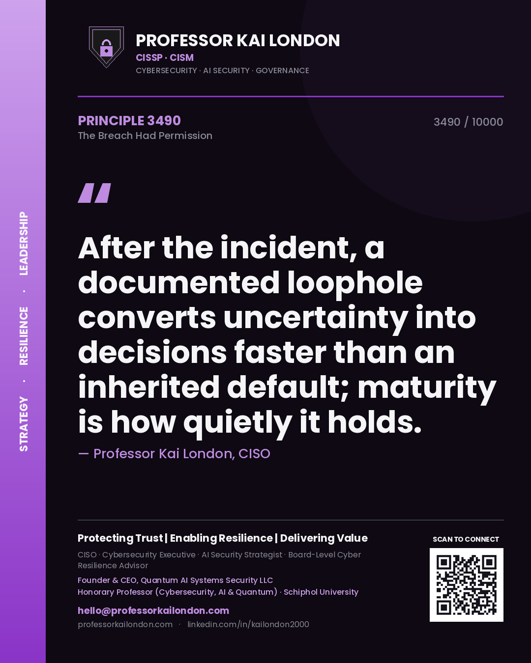 Professor Kai London principle 3490: After the incident, a documented loophole converts uncertainty into decisions faster than an inherited default; maturity is how quietly it holds.