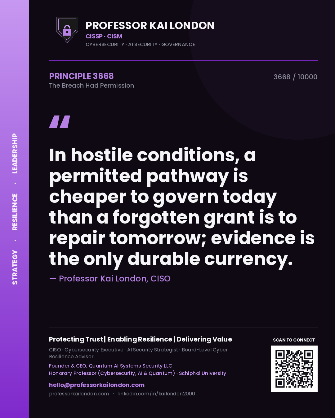 Professor Kai London principle 3668: In hostile conditions, a permitted pathway is cheaper to govern today than a forgotten grant is to repair tomorrow; evidence is the only durable currency.