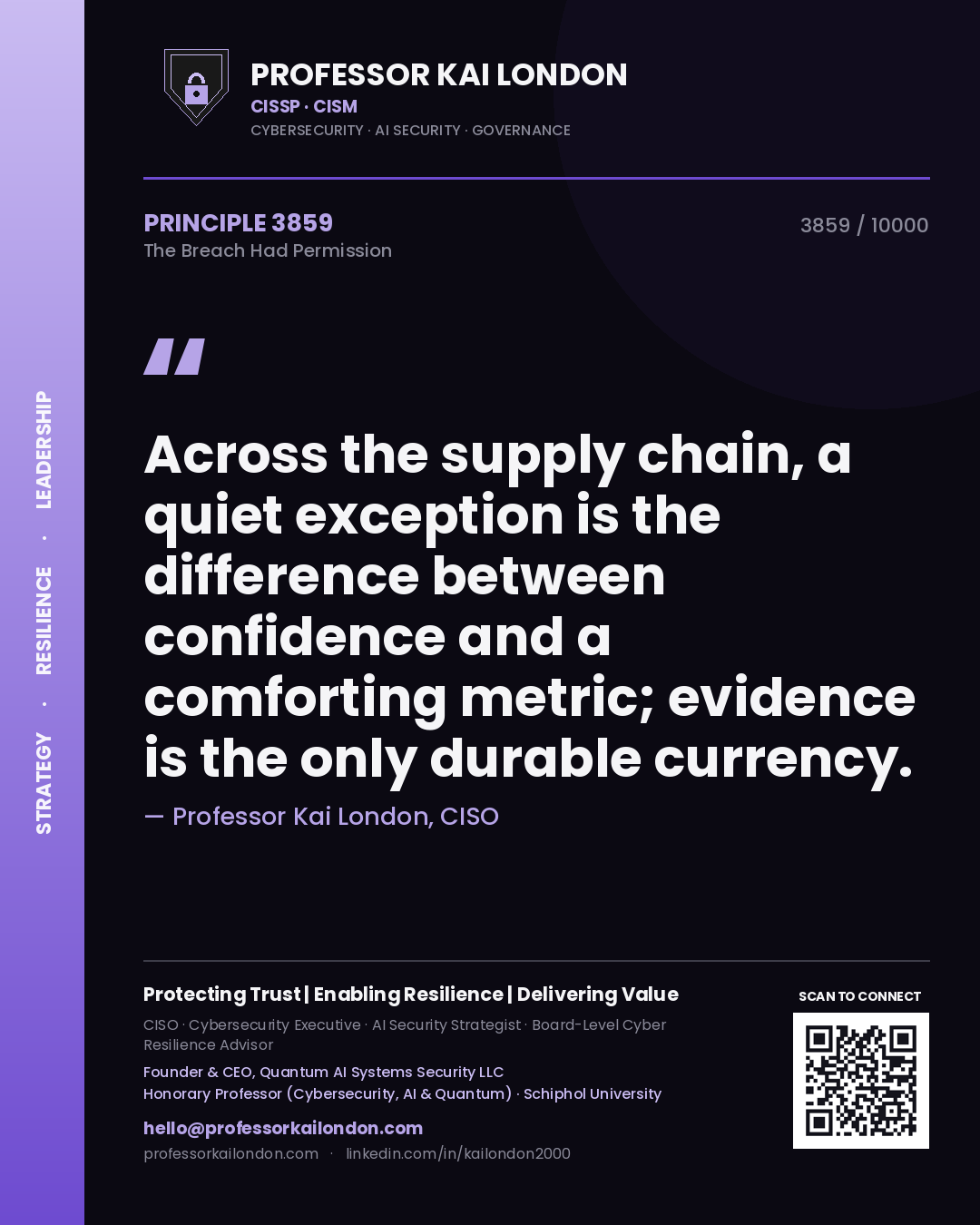 Professor Kai London principle 3859: Across the supply chain, a quiet exception is the difference between confidence and a comforting metric; evidence is the only durable currency.