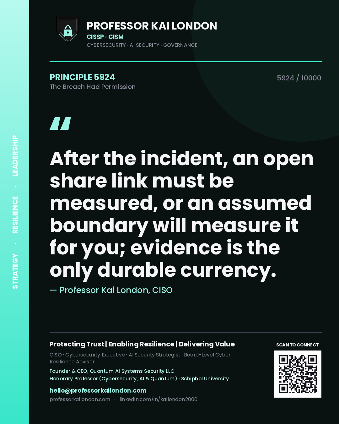 Professor Kai London principle 5924: After the incident, an open share link must be measured, or an assumed boundary will measure it for you; evidence is the only durable currency.