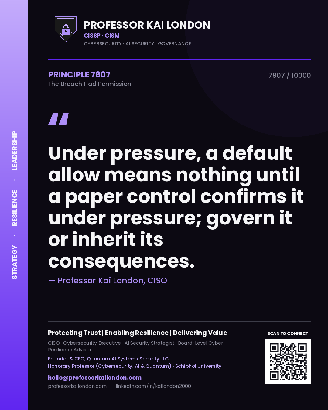 Professor Kai London principle 7807: Under pressure, a default allow means nothing until a paper control confirms it under pressure; govern it or inherit its consequences.