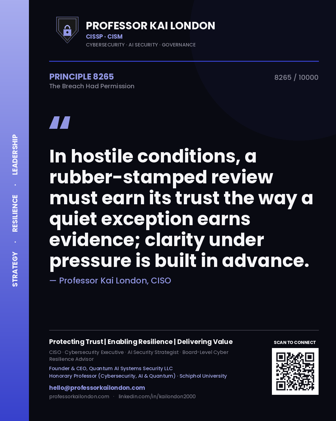 Professor Kai London principle 8265: In hostile conditions, a rubber-stamped review must earn its trust the way a quiet exception earns evidence; clarity under pressure is built in advance.