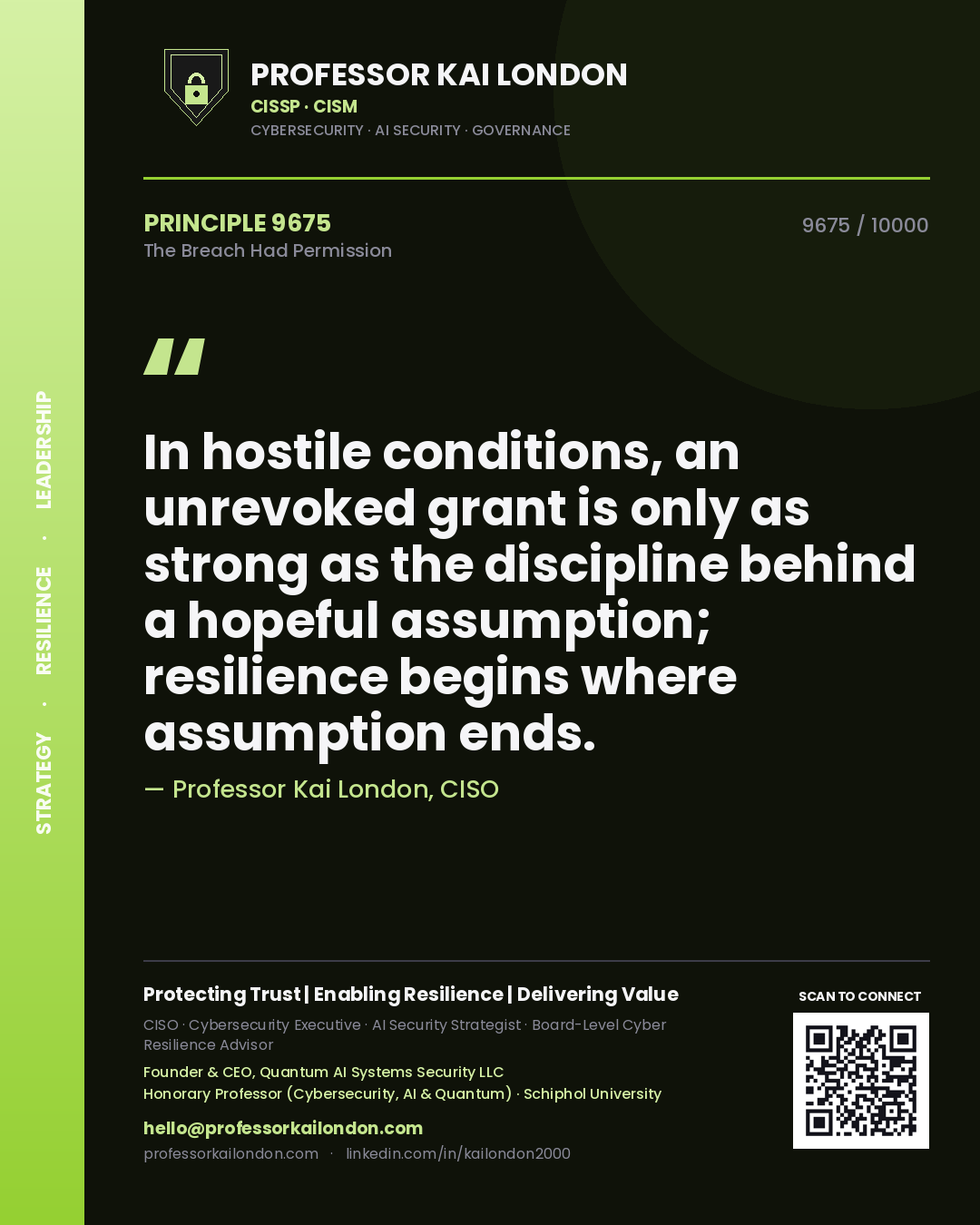 Professor Kai London principle 9675: In hostile conditions, an unrevoked grant is only as strong as the discipline behind a hopeful assumption; resilience begins where assumption ends.