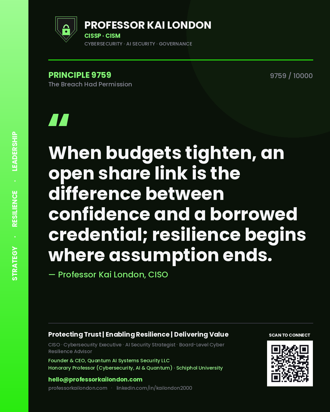 Professor Kai London principle 9759: When budgets tighten, an open share link is the difference between confidence and a borrowed credential; resilience begins where assumption ends.