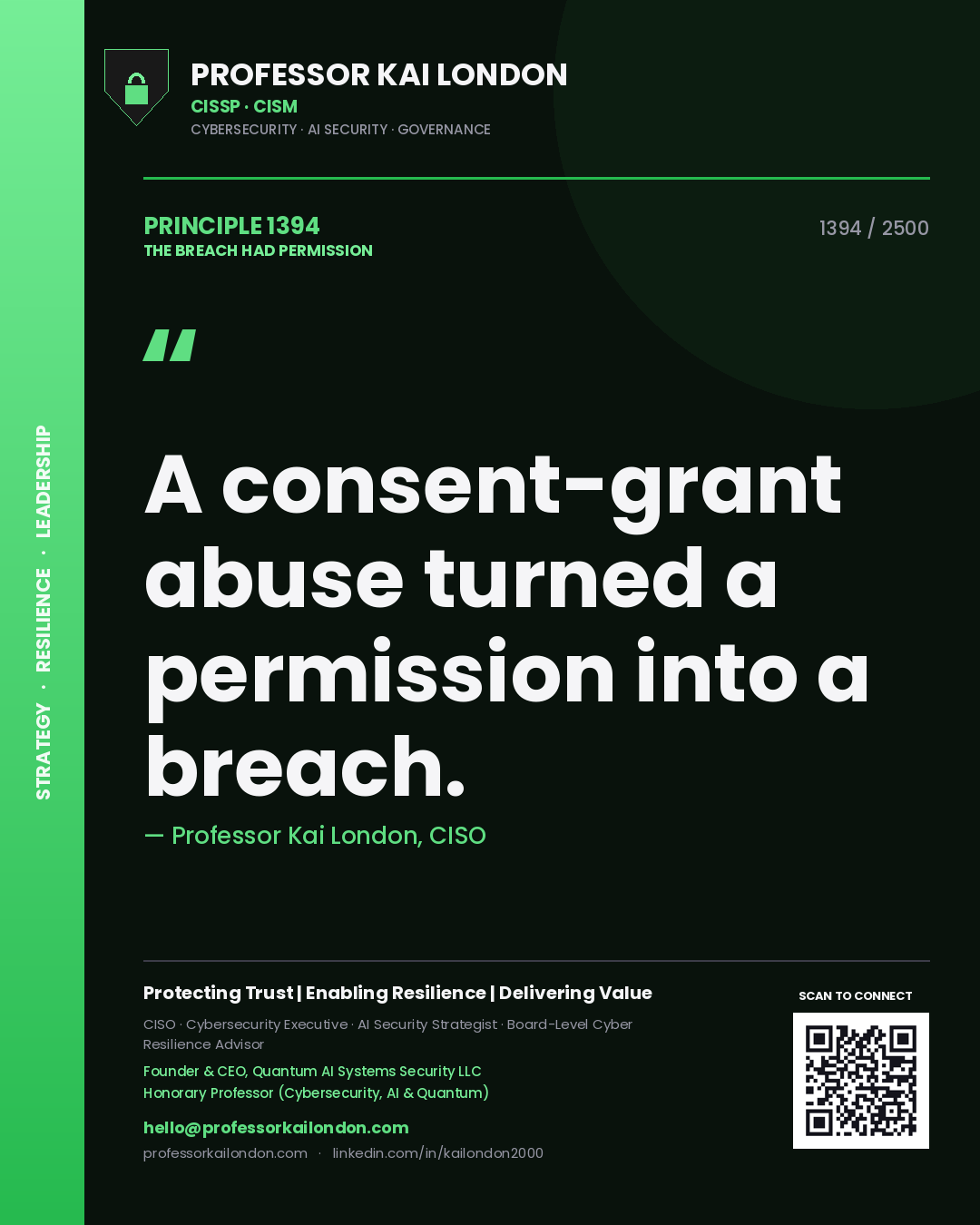 Professor Kai London principle 1394: A consent-grant abuse turned a permission into a breach.