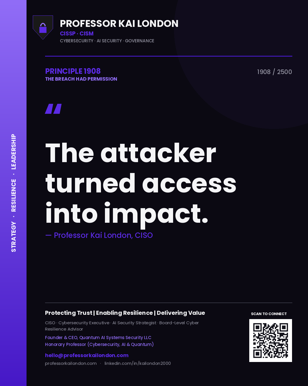 Professor Kai London principle 1908: The attacker turned access into impact.