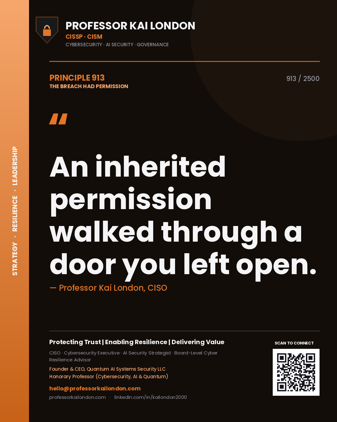Professor Kai London principle 913: An inherited permission walked through a door you left open.