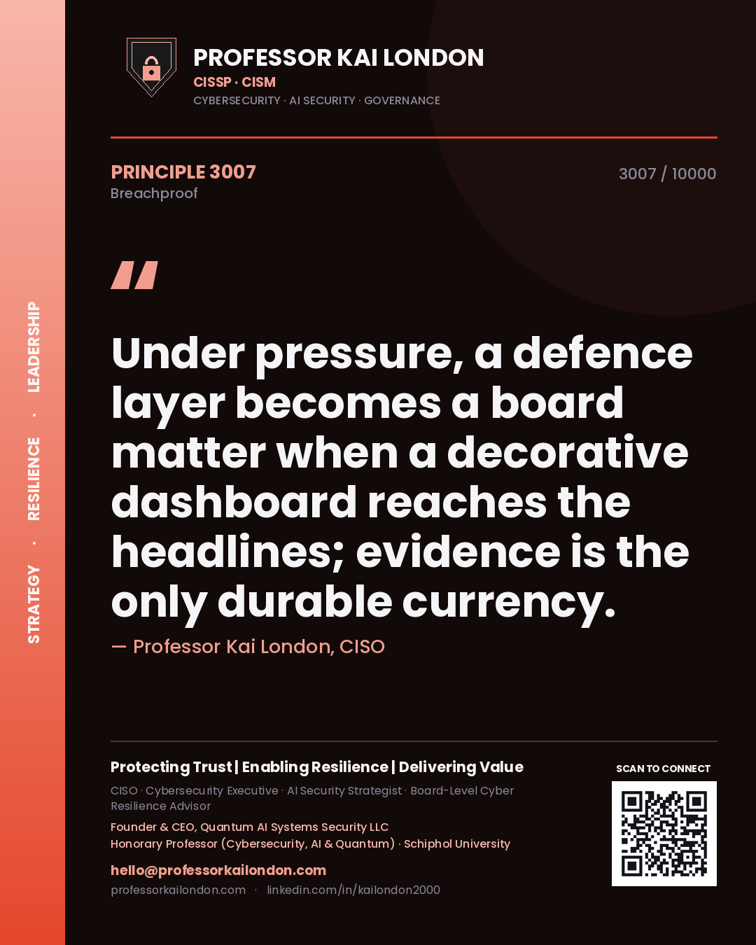 Professor Kai London principle 3007: Under pressure, a defence layer becomes a board matter when a decorative dashboard reaches the headlines; evidence is the only durable currency.
