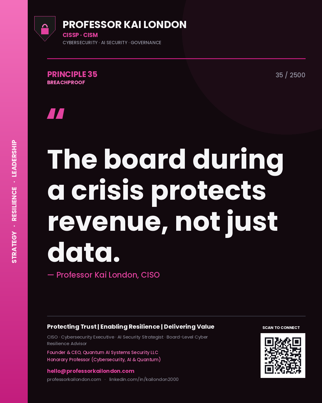 Professor Kai London principle 35: The board during a crisis protects revenue, not just data.