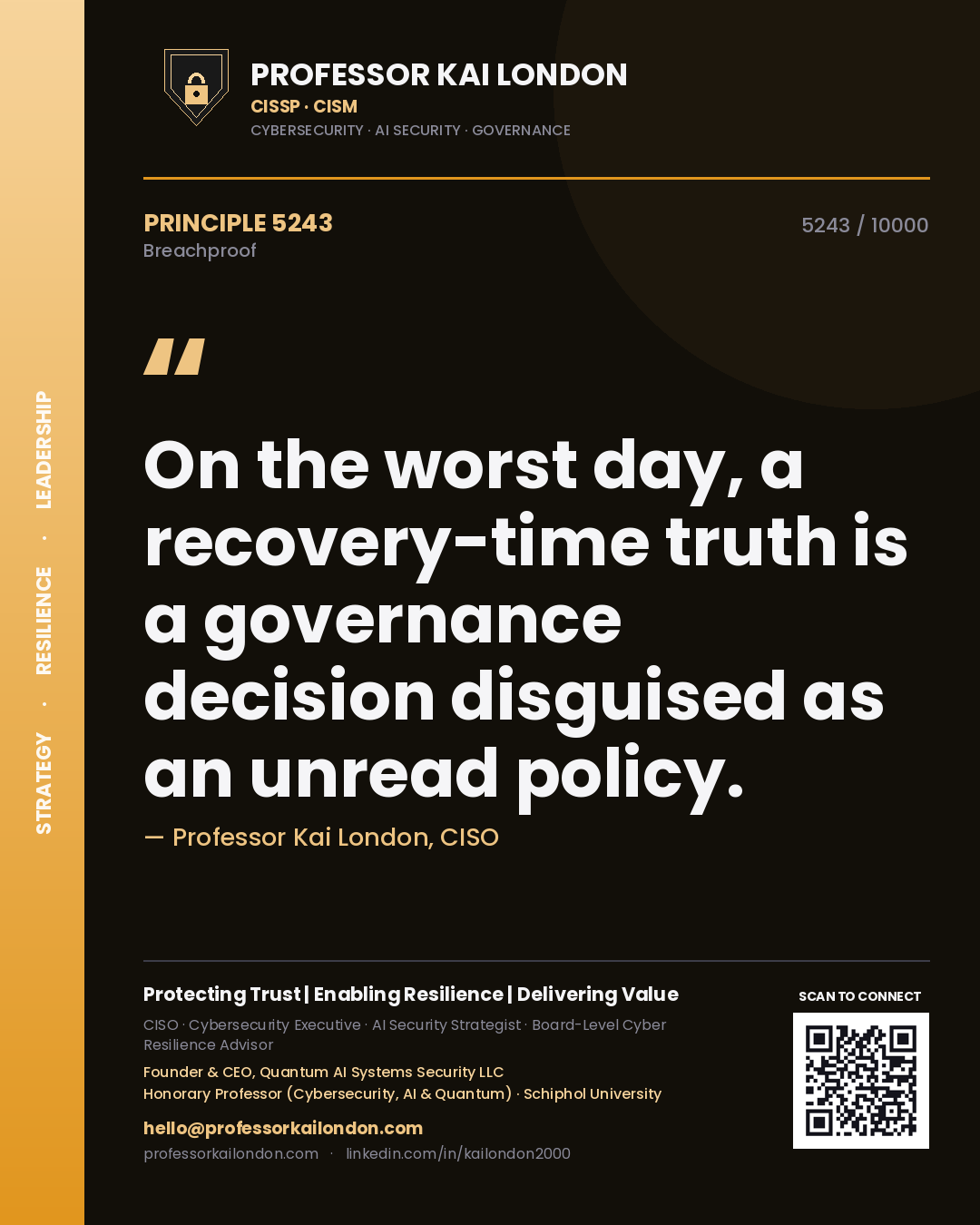 Professor Kai London principle 5243: On the worst day, a recovery-time truth is a governance decision disguised as an unread policy.