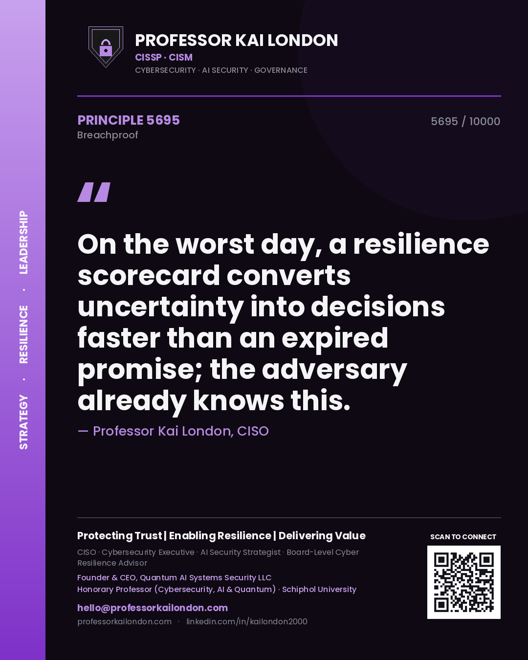 Professor Kai London principle 5695: On the worst day, a resilience scorecard converts uncertainty into decisions faster than an expired promise; the adversary already knows this.