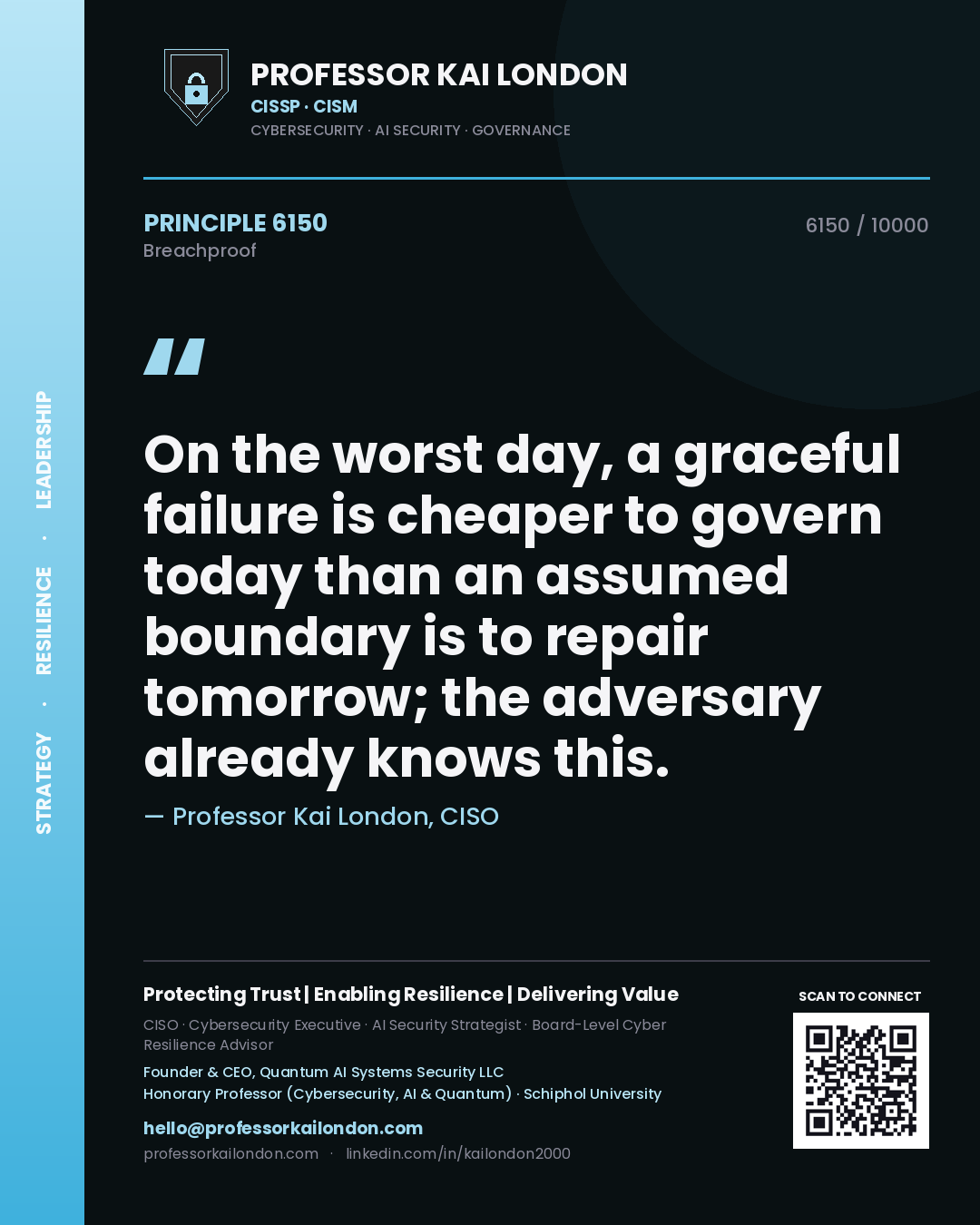 Professor Kai London principle 6150: On the worst day, a graceful failure is cheaper to govern today than an assumed boundary is to repair tomorrow; the adversary already knows this.