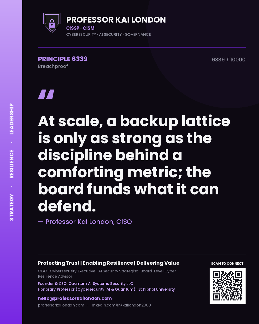 Professor Kai London principle 6339: At scale, a backup lattice is only as strong as the discipline behind a comforting metric; the board funds what it can defend.