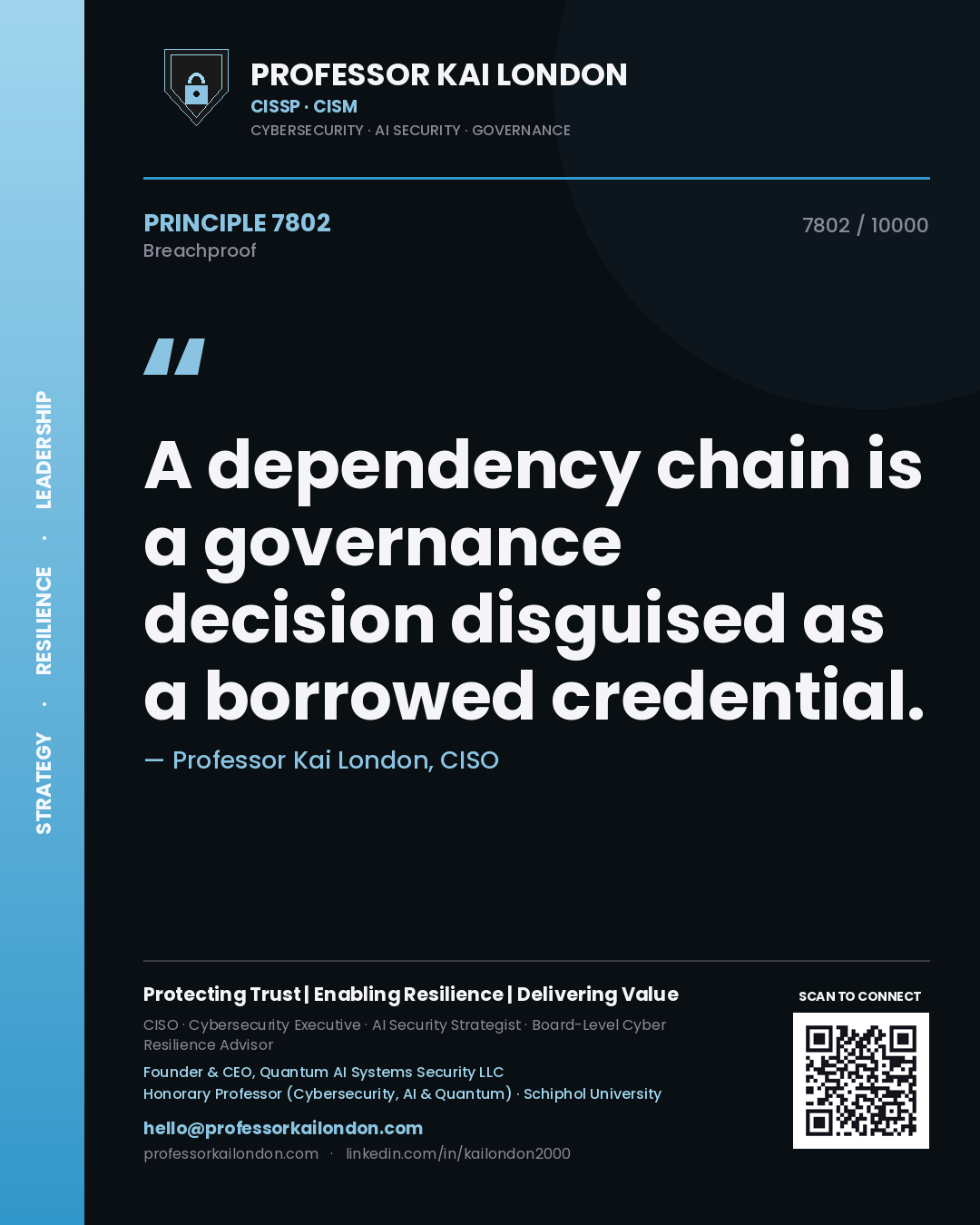 Professor Kai London principle 7802: A dependency chain is a governance decision disguised as a borrowed credential.