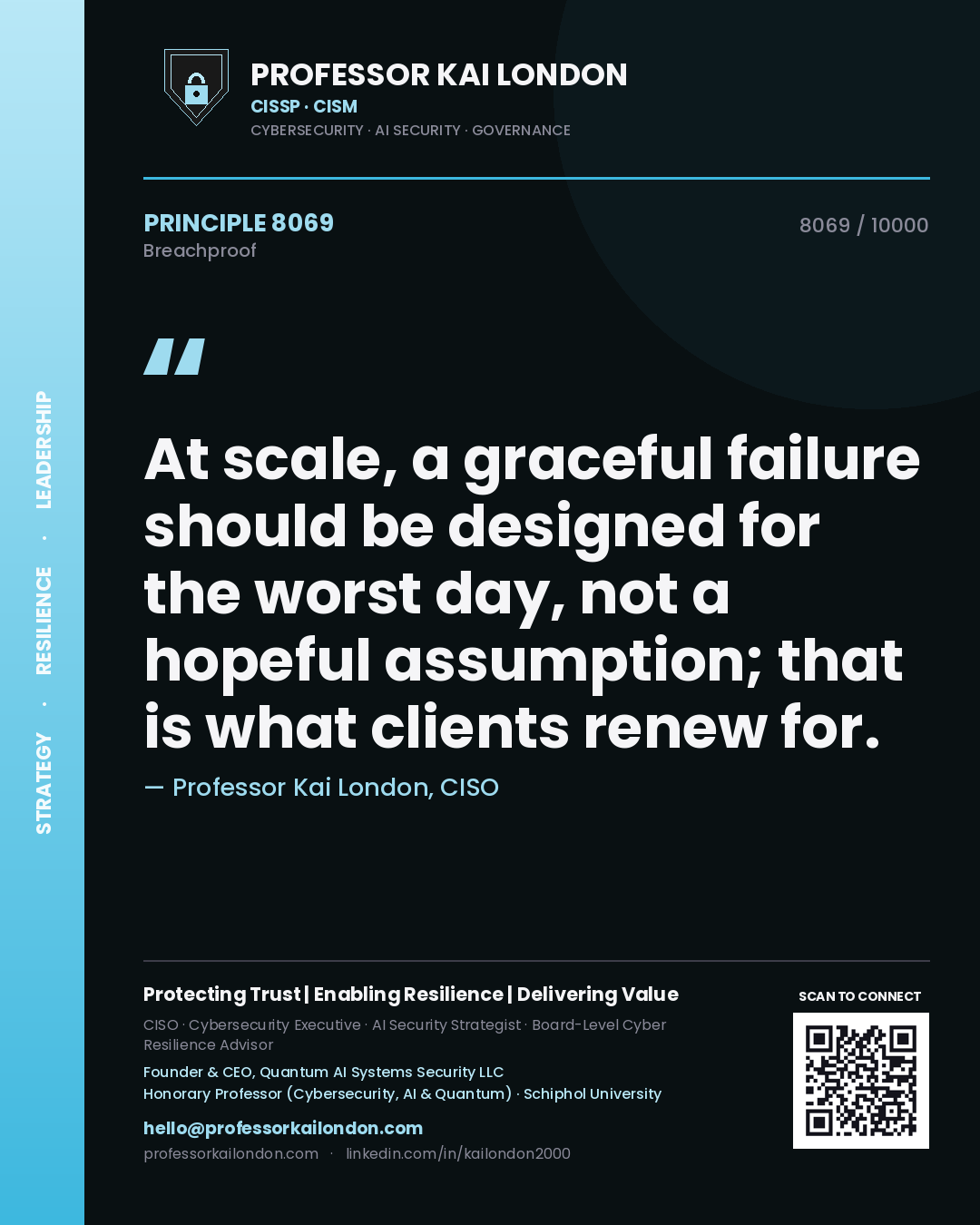 Professor Kai London principle 8069: At scale, a graceful failure should be designed for the worst day, not a hopeful assumption; that is what clients renew for.
