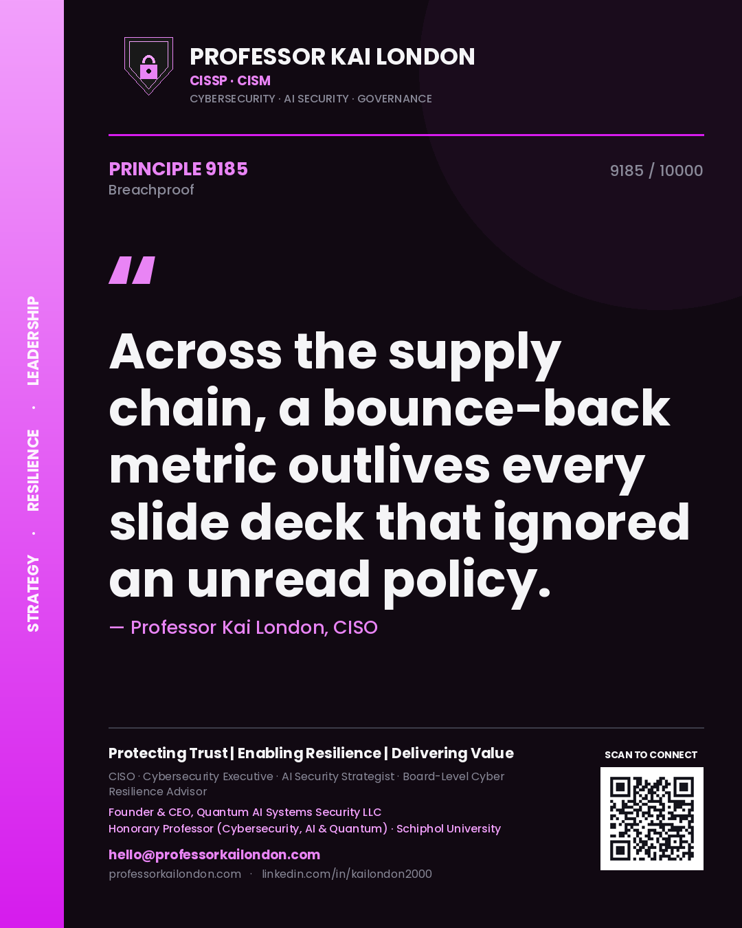 Professor Kai London principle 9185: Across the supply chain, a bounce-back metric outlives every slide deck that ignored an unread policy.