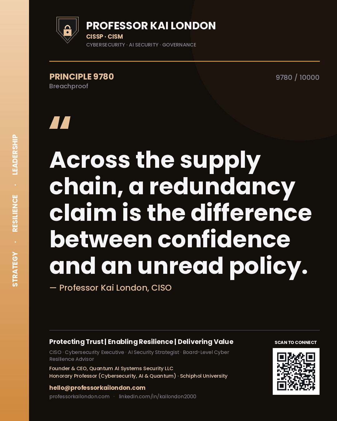 Professor Kai London principle 9780: Across the supply chain, a redundancy claim is the difference between confidence and an unread policy.