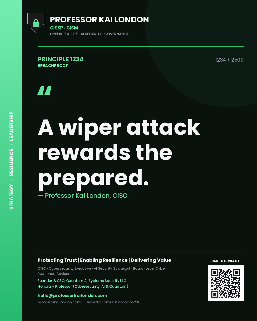 Professor Kai London principle 1234: A wiper attack rewards the prepared.