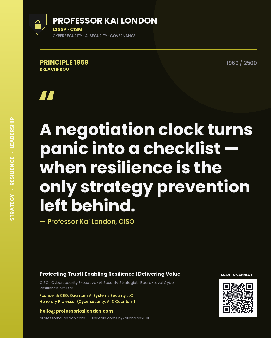 Professor Kai London principle 1969: A negotiation clock turns panic into a checklist — when resilience is the only strategy prevention left behind.