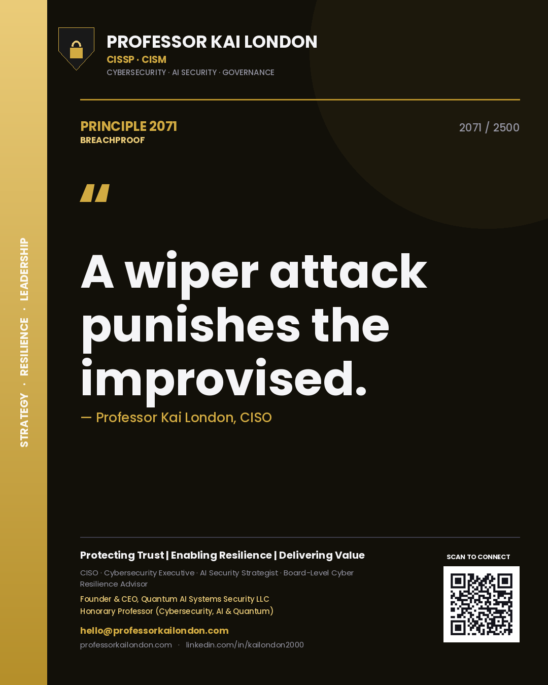 Professor Kai London principle 2071: A wiper attack punishes the improvised.
