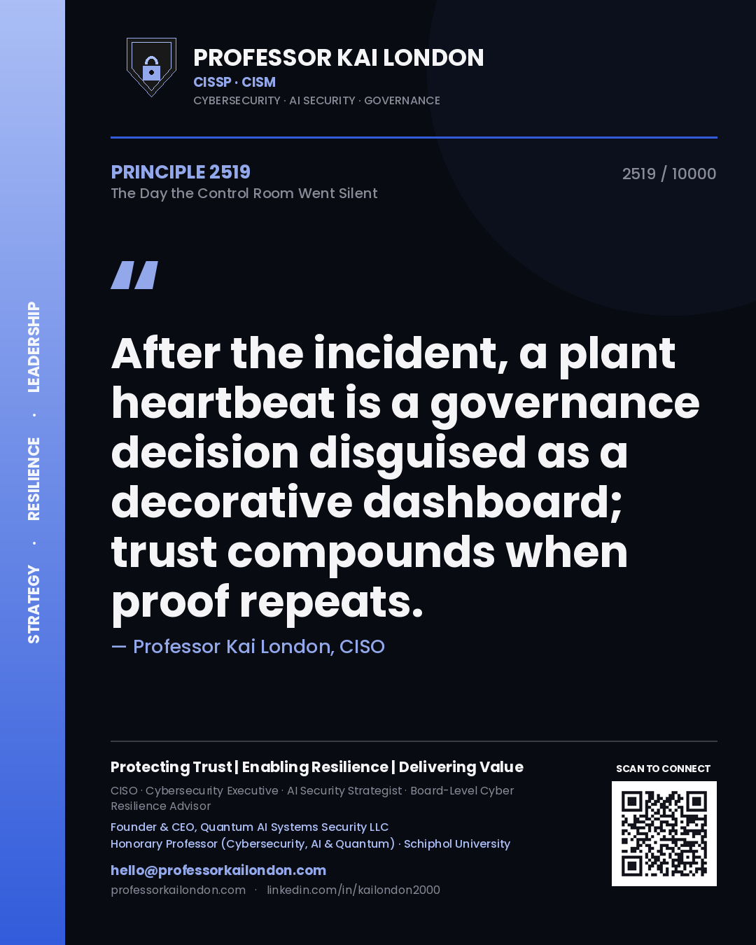 Professor Kai London principle 2519: After the incident, a plant heartbeat is a governance decision disguised as a decorative dashboard; trust compounds when proof repeats.