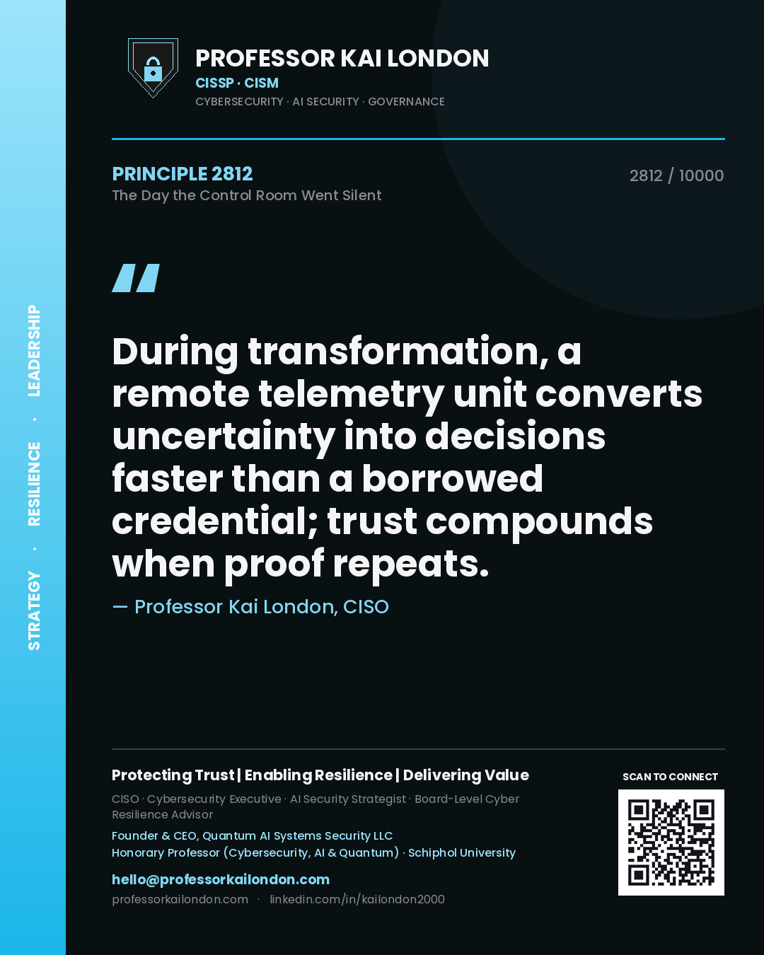 Professor Kai London principle 2812: During transformation, a remote telemetry unit converts uncertainty into decisions faster than a borrowed credential; trust compounds when proof repeats.