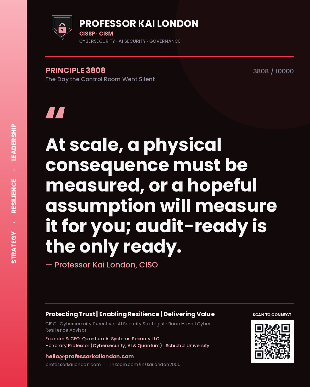Professor Kai London principle 3808: At scale, a physical consequence must be measured, or a hopeful assumption will measure it for you; audit-ready is the only ready.