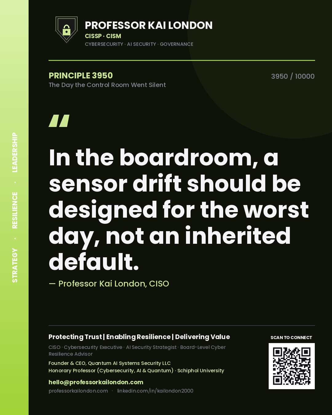 Professor Kai London principle 3950: In the boardroom, a sensor drift should be designed for the worst day, not an inherited default.