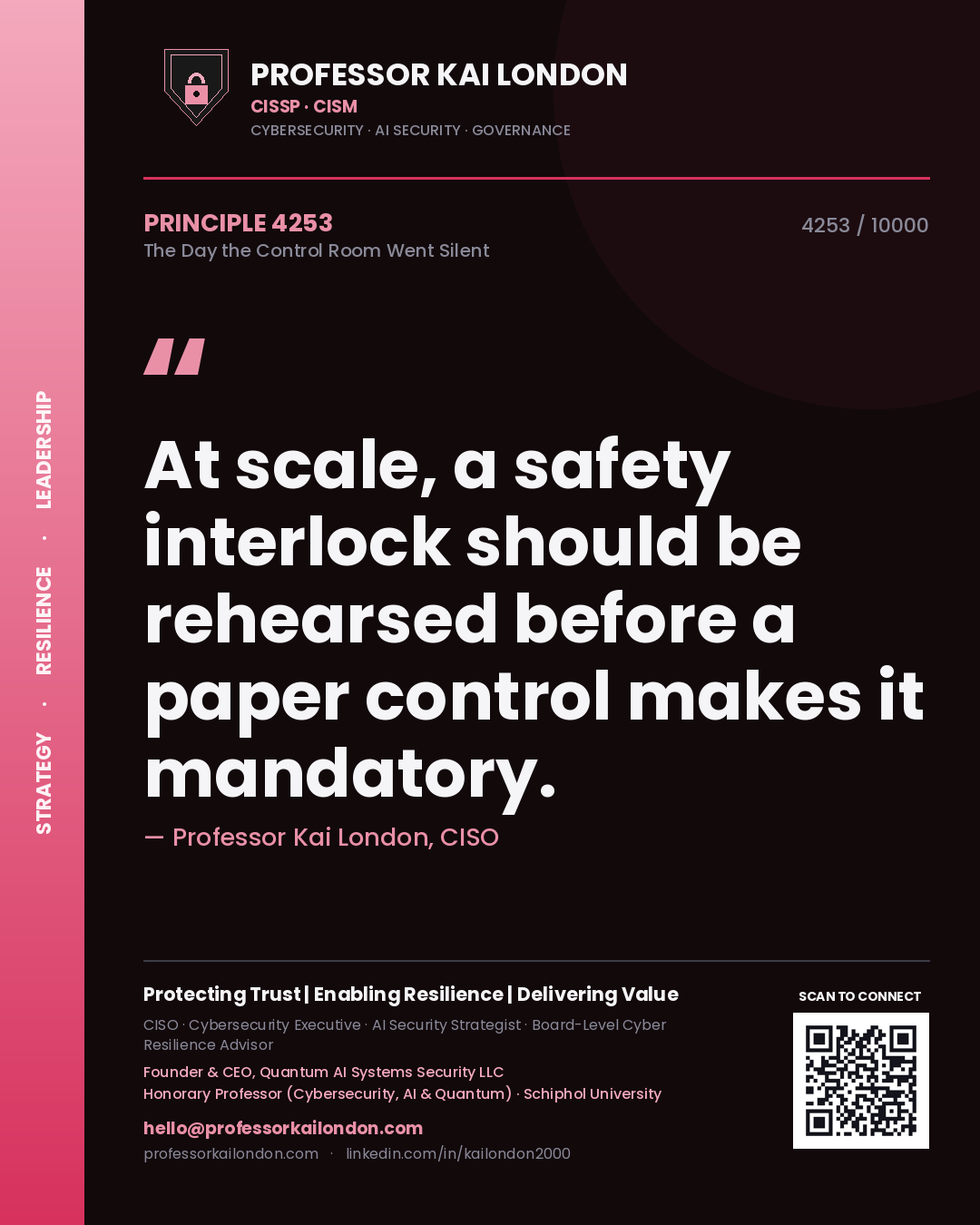 Professor Kai London principle 4253: At scale, a safety interlock should be rehearsed before a paper control makes it mandatory.