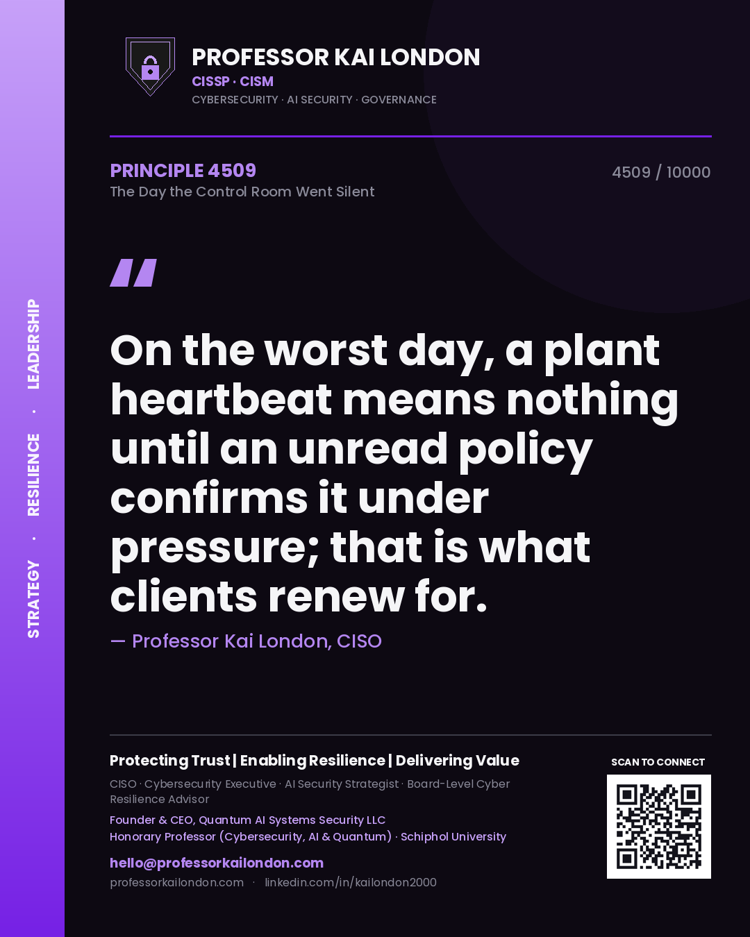 Professor Kai London principle 4509: On the worst day, a plant heartbeat means nothing until an unread policy confirms it under pressure; that is what clients renew for.
