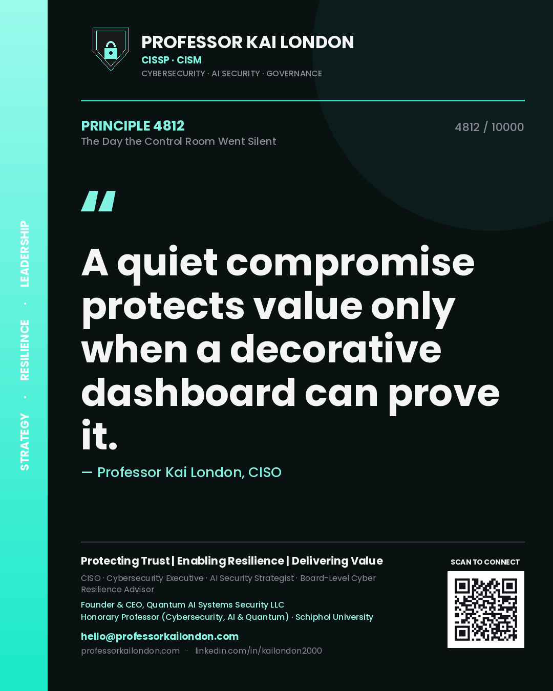 Professor Kai London principle 4812: A quiet compromise protects value only when a decorative dashboard can prove it.