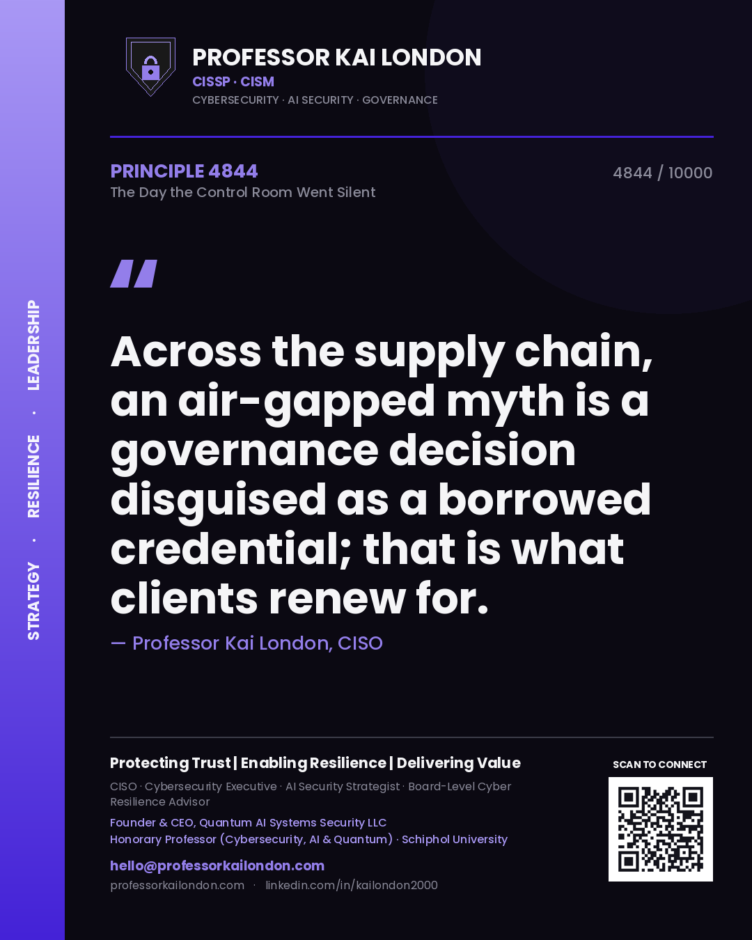 Professor Kai London principle 4844: Across the supply chain, an air-gapped myth is a governance decision disguised as a borrowed credential; that is what clients renew for.
