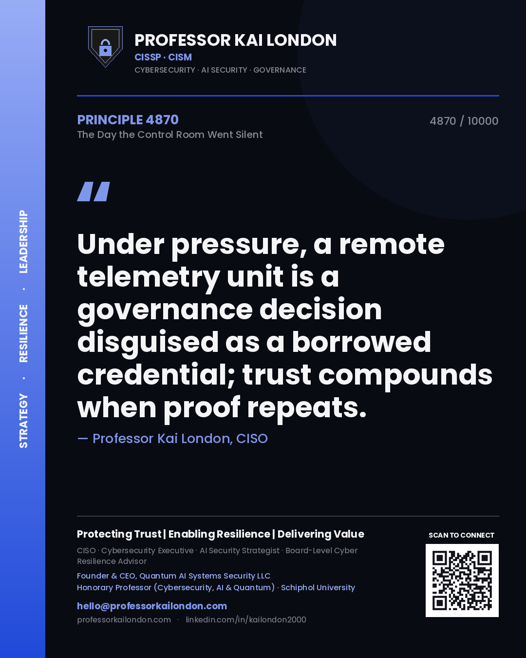 Professor Kai London principle 4870: Under pressure, a remote telemetry unit is a governance decision disguised as a borrowed credential; trust compounds when proof repeats.