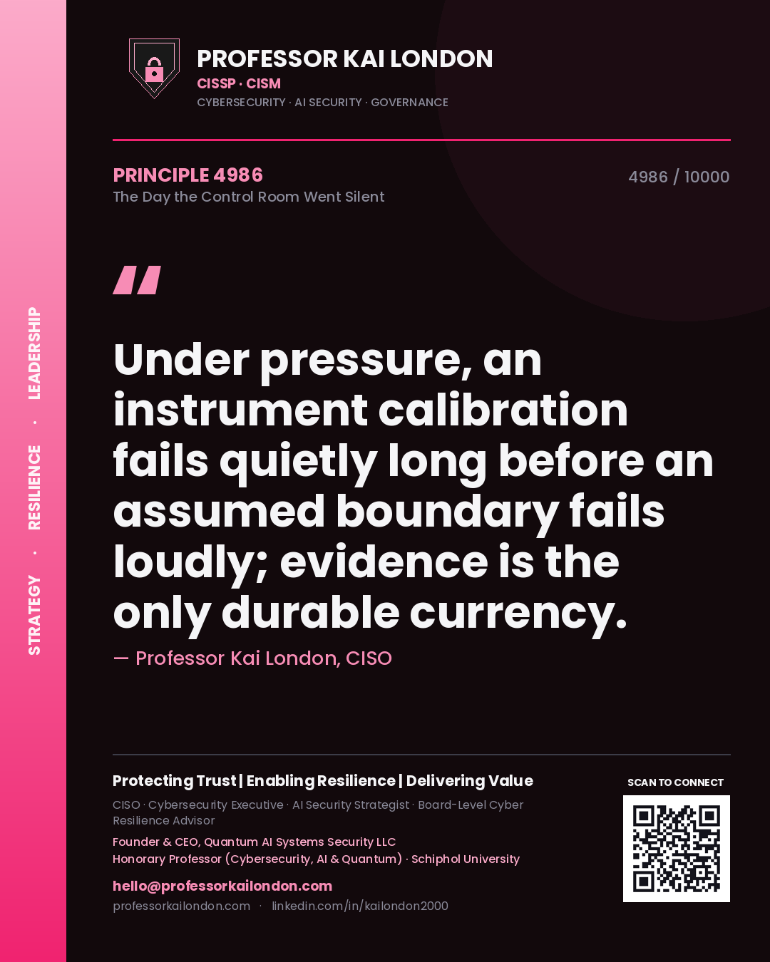 Professor Kai London principle 4986: Under pressure, an instrument calibration fails quietly long before an assumed boundary fails loudly; evidence is the only durable currency.