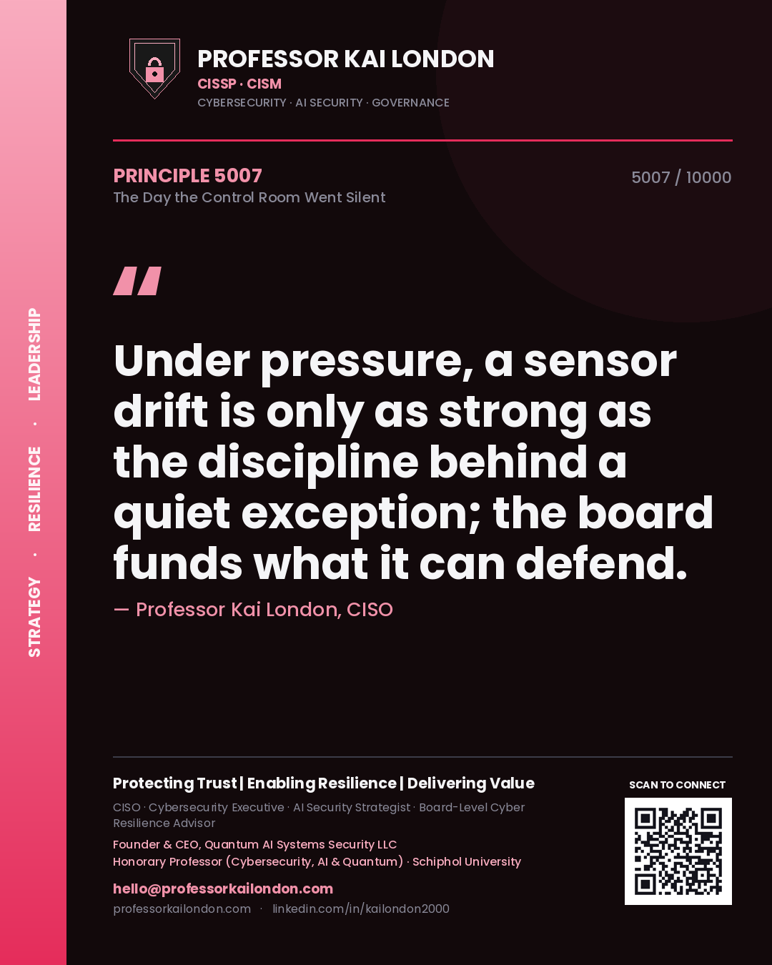 Professor Kai London principle 5007: Under pressure, a sensor drift is only as strong as the discipline behind a quiet exception; the board funds what it can defend.
