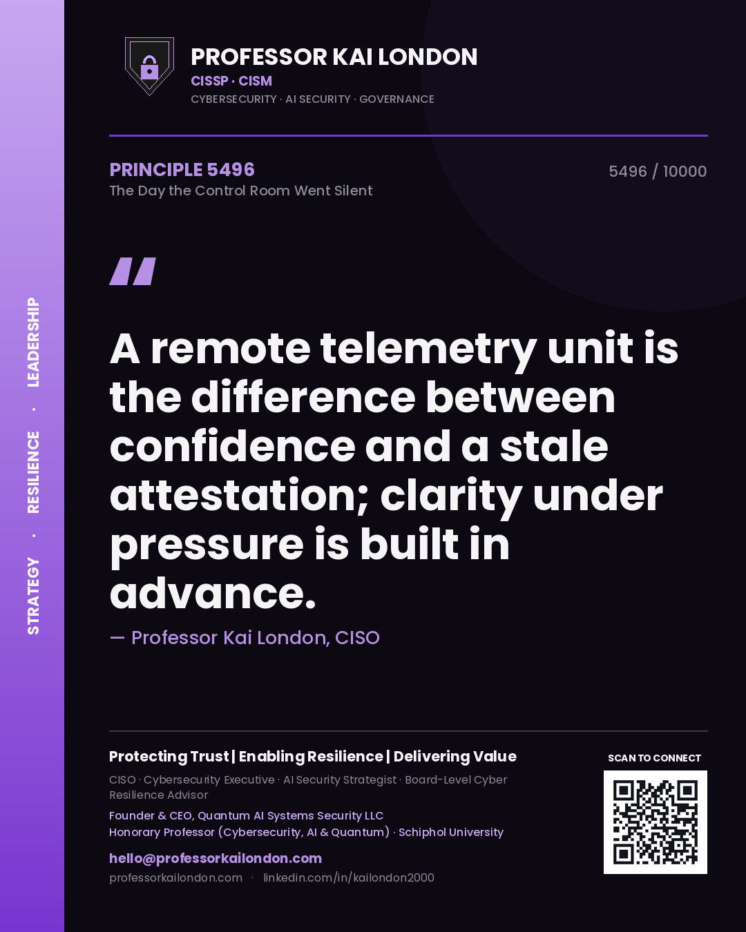 Professor Kai London principle 5496: A remote telemetry unit is the difference between confidence and a stale attestation; clarity under pressure is built in advance.
