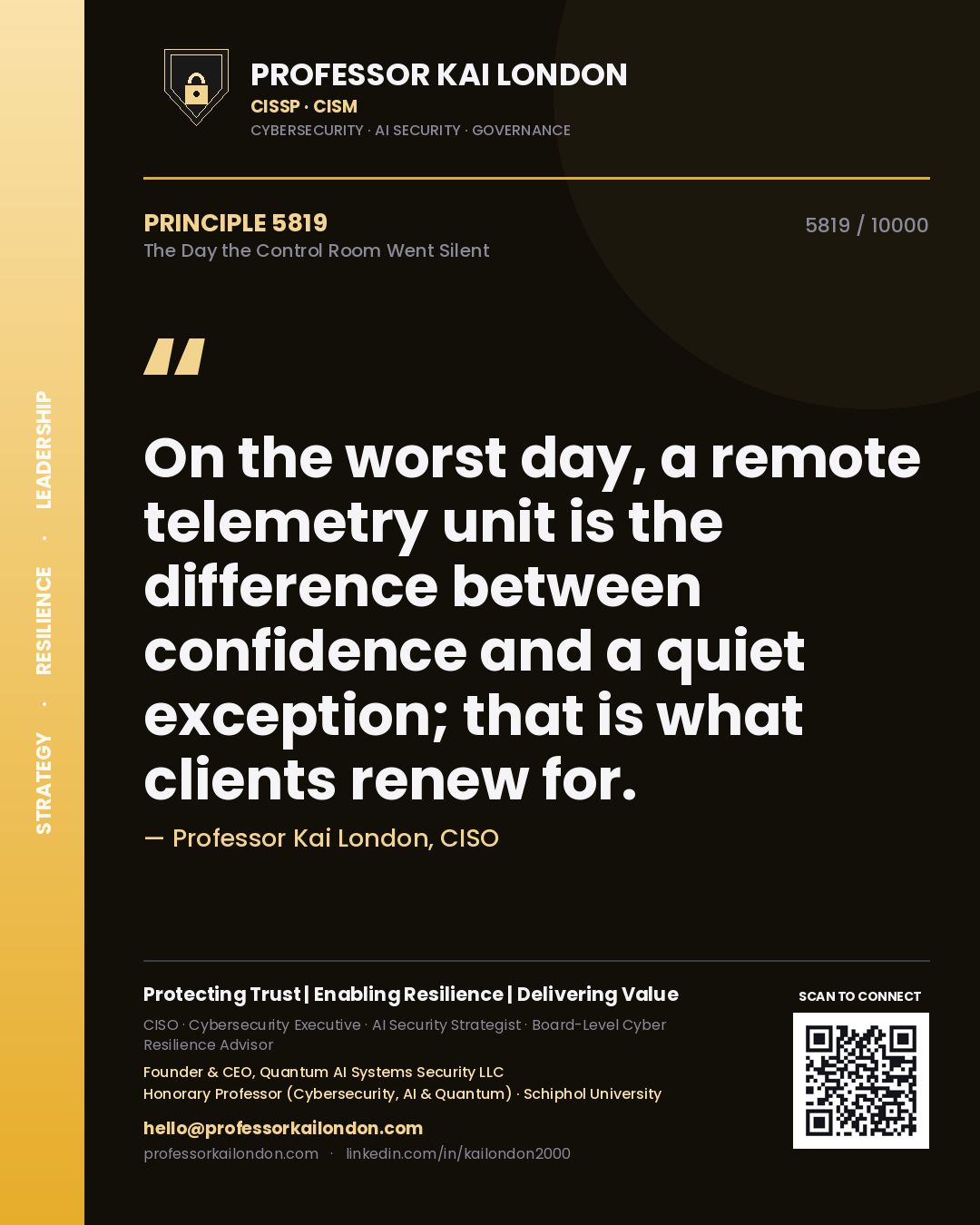 Professor Kai London principle 5819: On the worst day, a remote telemetry unit is the difference between confidence and a quiet exception; that is what clients renew for.