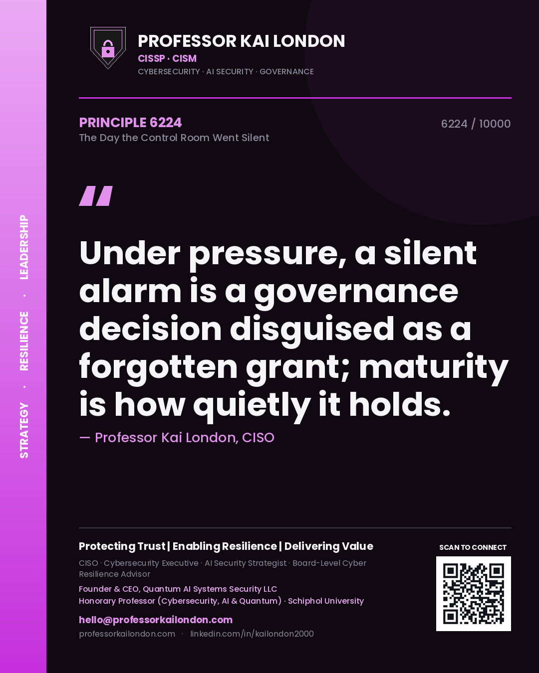Professor Kai London principle 6224: Under pressure, a silent alarm is a governance decision disguised as a forgotten grant; maturity is how quietly it holds.