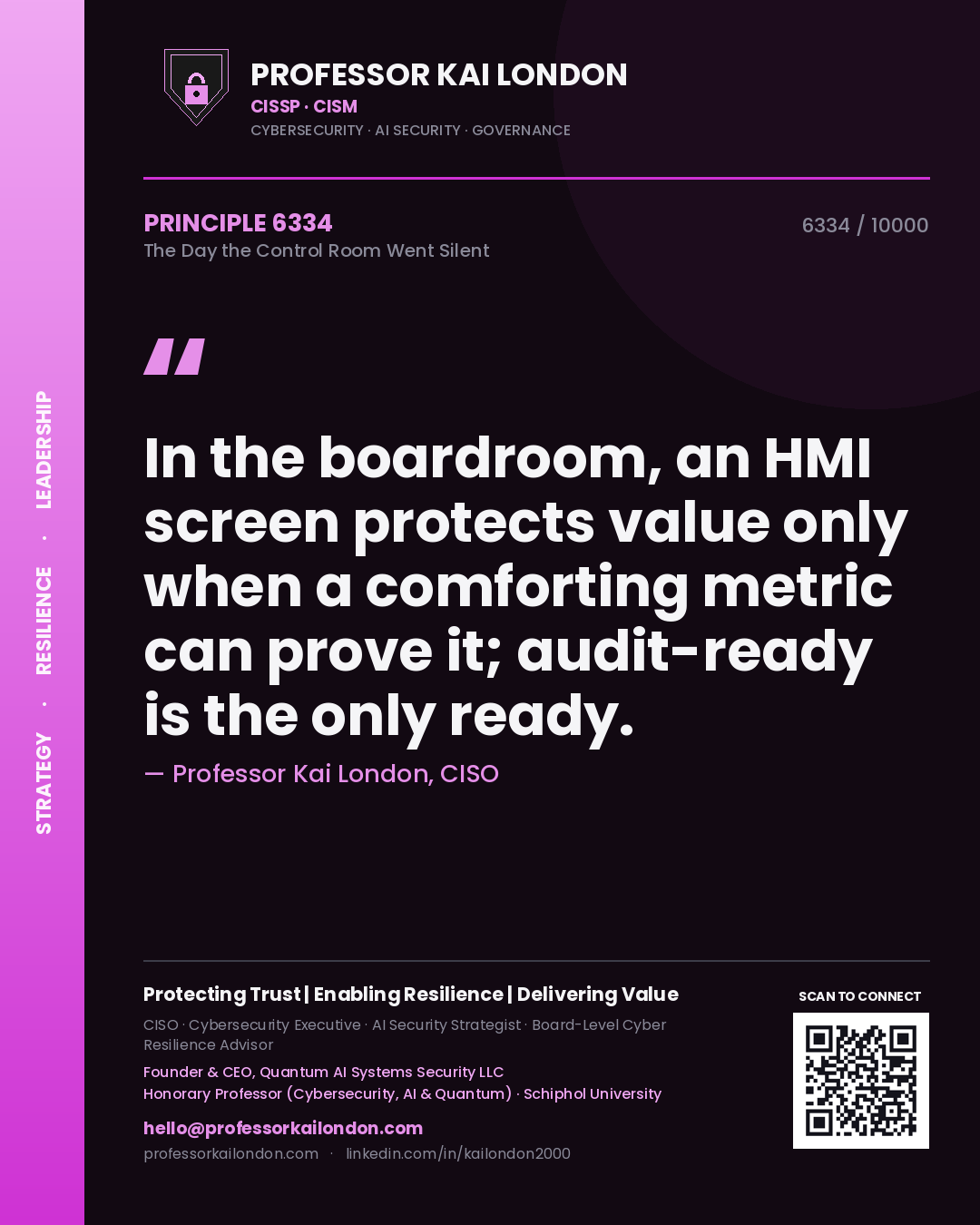 Professor Kai London principle 6334: In the boardroom, an HMI screen protects value only when a comforting metric can prove it; audit-ready is the only ready.