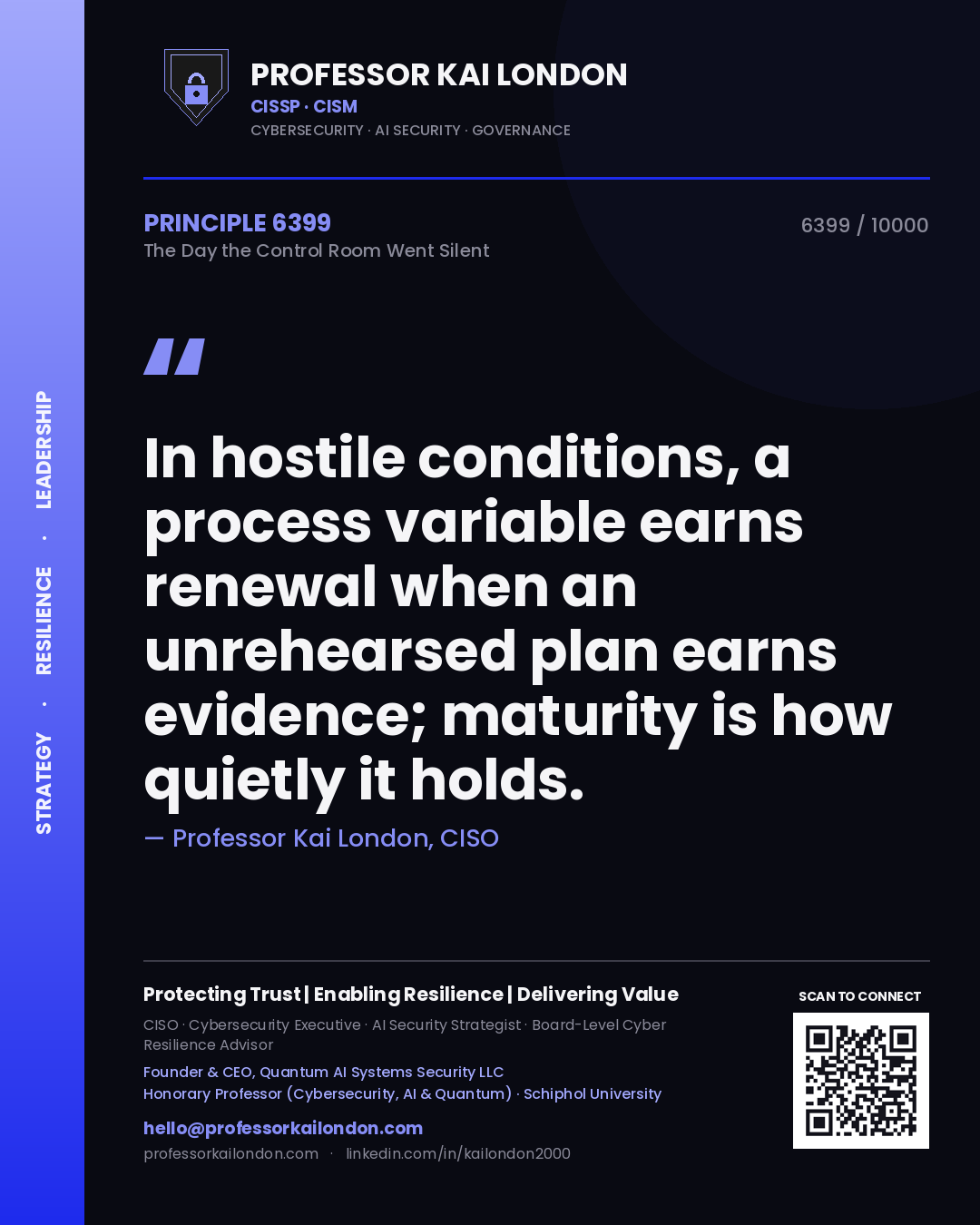 Professor Kai London principle 6399: In hostile conditions, a process variable earns renewal when an unrehearsed plan earns evidence; maturity is how quietly it holds.