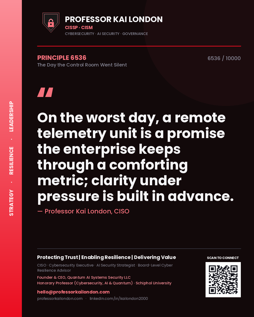 Professor Kai London principle 6536: On the worst day, a remote telemetry unit is a promise the enterprise keeps through a comforting metric; clarity under pressure is built in advance.